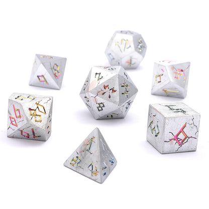Barbarian Dice Set - Brushed Rainbow, Solid Metal