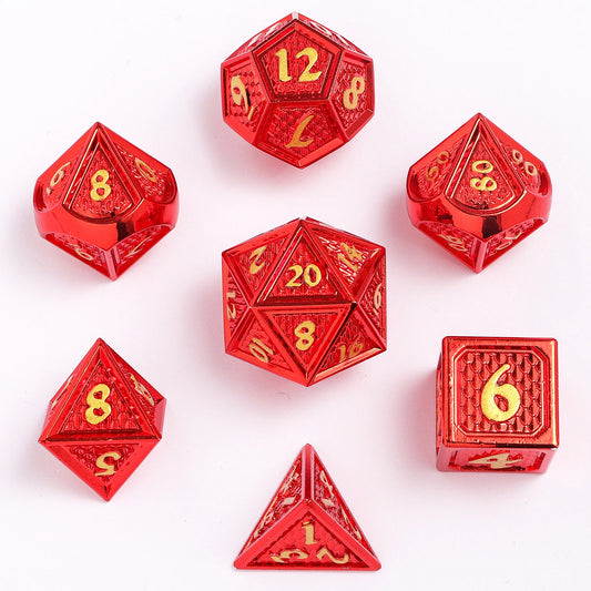 Behemoth Dice Set - Red Chrome With Gold, Solid Metal