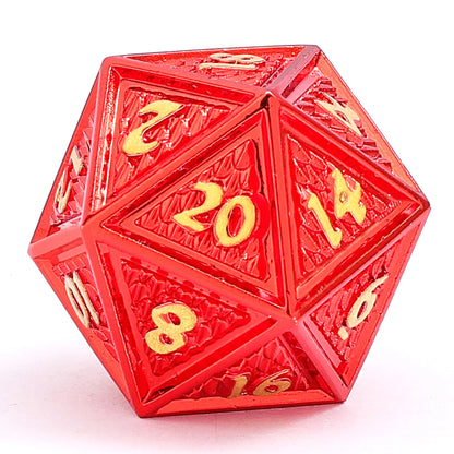 Behemoth Dice Set - Red Chrome With Gold, Solid Metal