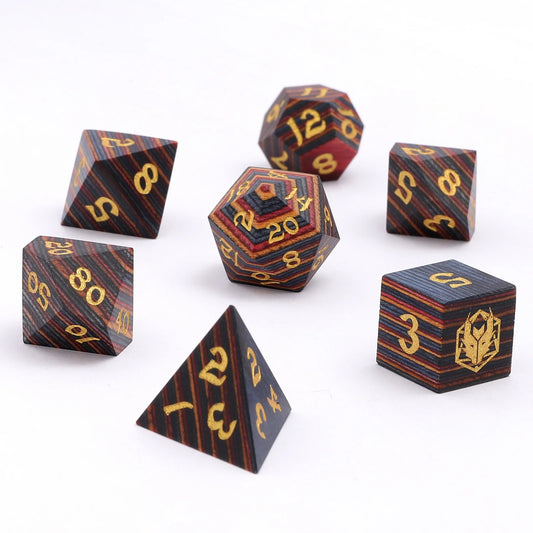 Dragon's Hoard Wooden Dice Set - Rainbow, Wood
