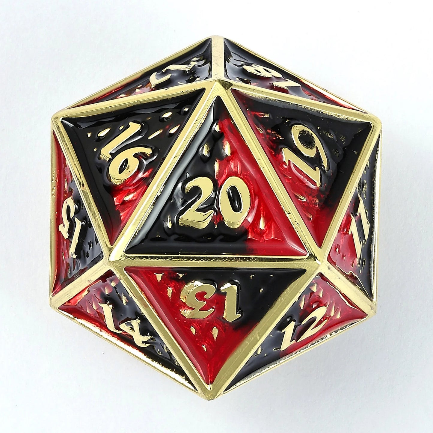 Hymgho 45mm Solid Metal Behemoth Spindown D20 - Gold w/Red & Black