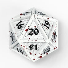 Hymgho 45mm Solid Metal Behemoth Spindown D20 - Matte White with Blood Splatter