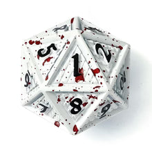 Hymgho 45mm Solid Metal Behemoth Spindown D20 - Matte White with Blood Splatter
