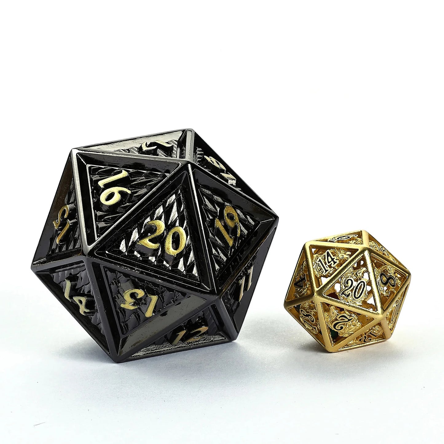 Hymgho 45mm Solid Metal Behemoth Spindown D20 - Gunmetal with Gold