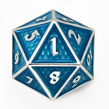 Hymgho 45mm Solid Metal Behemoth Spindown D20 - Glow in the Dark Blue