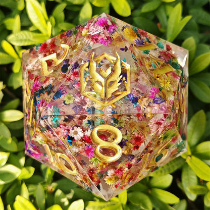 100mm Captured Magic Chonk D20 - Essence of Sprint, Hand Sanded Sharp Edge Resin