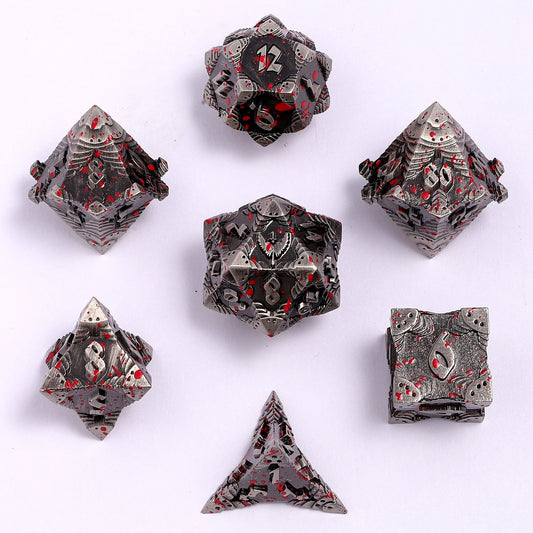 Solid Metal Paladin Class RPG Dice Set - Ancient Silver