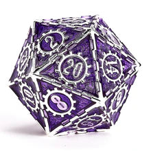 Hymgho Solid metal Cogcraft Dice Set: Chrononaut, Silver w/Purple