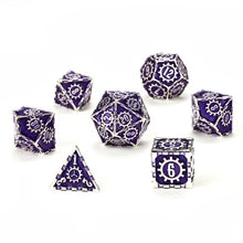 Hymgho Solid metal Cogcraft Dice Set: Chrononaut, Silver w/Purple