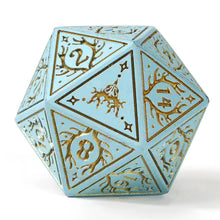 Solid Metal Druid RPG Dice Set - Pale Cyan w/ Gold