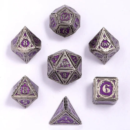 Sorcerer Dice Set - Ancient Silver w/ Purple Glitter