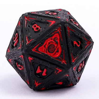 Sorcerer Dice Set - Black w/ Red, Solid Metal