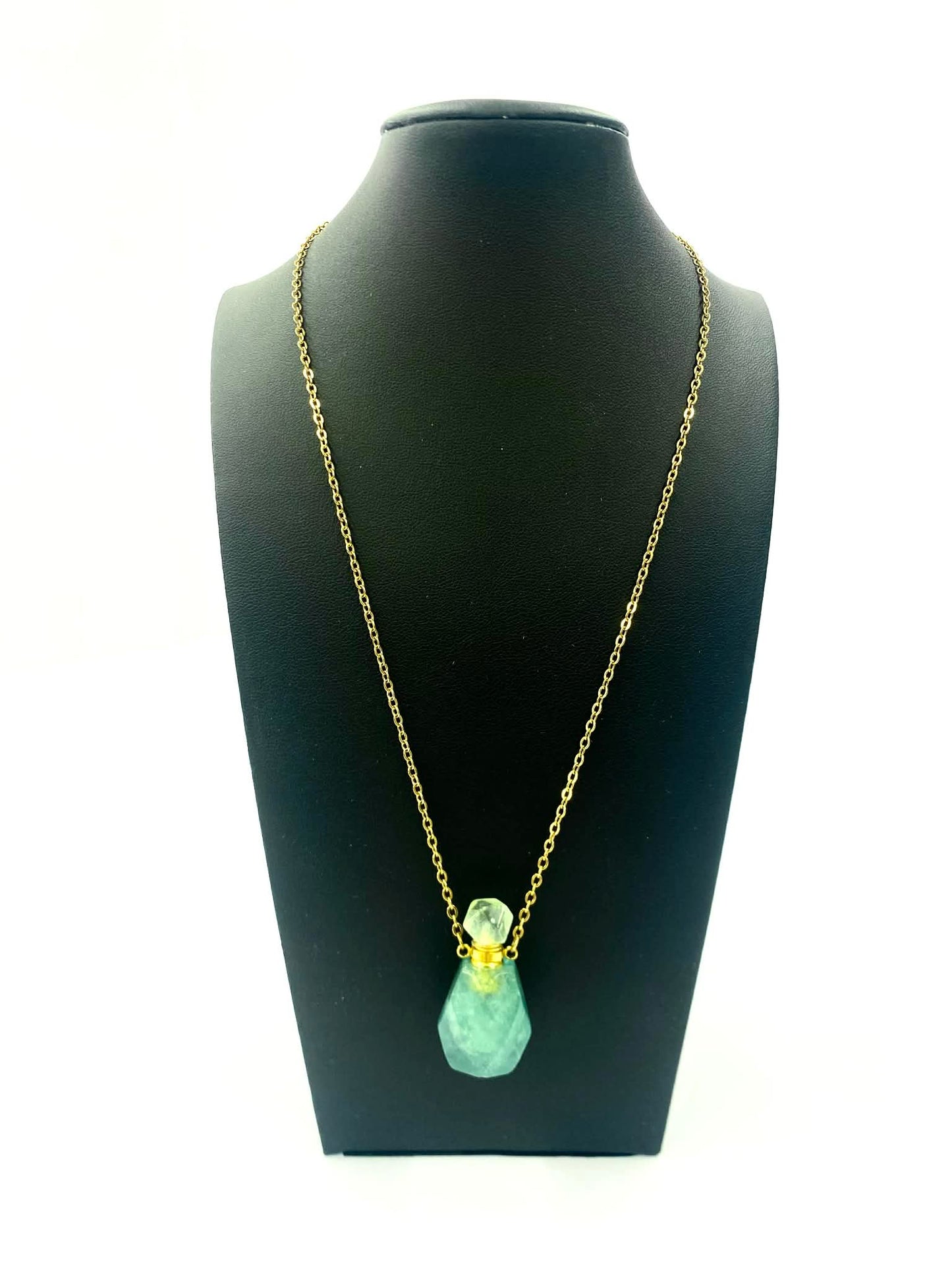 Gemstone Potion Bottle Necklace - Green Fluorite