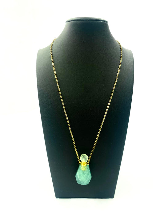Gemstone Potion Bottle Necklace - Green Fluorite