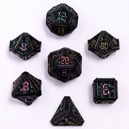 Necromancer Dice Set - Black w/ Chromatic, Hollow Metal