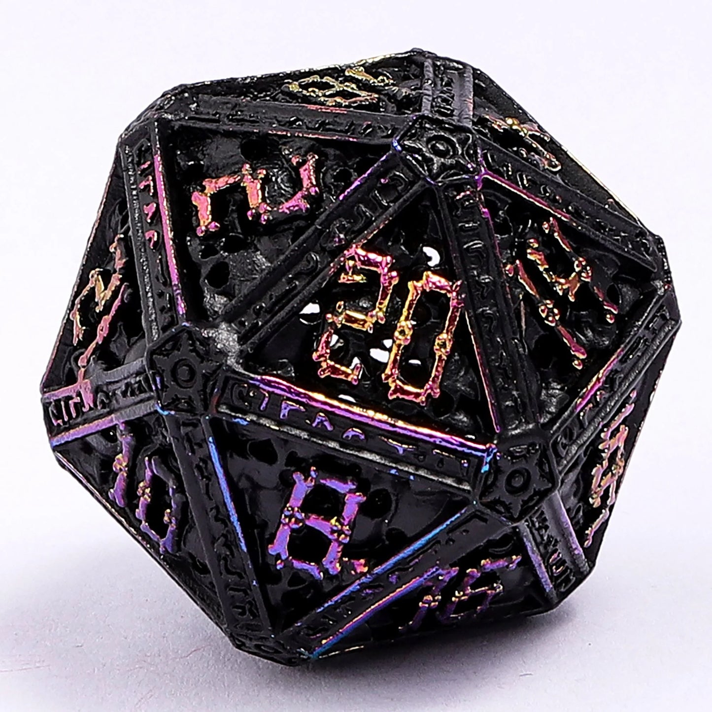 Necromancer Dice Set - Black w/ Chromatic, Hollow Metal