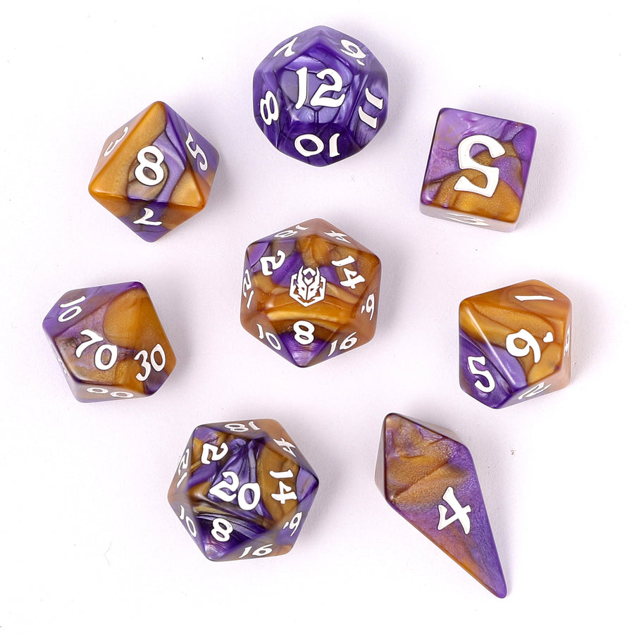 Wyrmforged Rollers 8 Piece Dice Set - Magister Robes, Rounded Resin