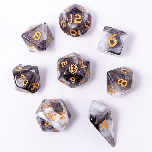 Wraith Shadow- Wyrmforged Rollers Rounded Edge 8 Piece Dice Set