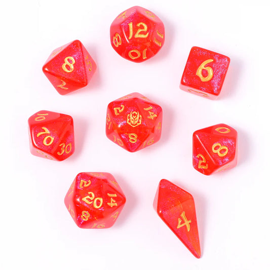 Fireball - Wyrmforged Rollers Rounded Edge 8 Piece Dice Set