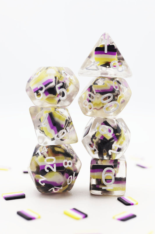 Nonbinary Flag Dice Set - Resin Inclusion