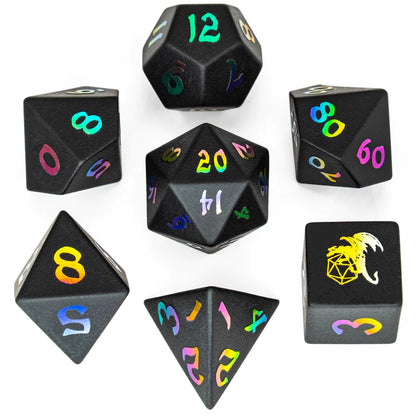 Engraved Prism Obsidian - Dice Set with Deluxe Case