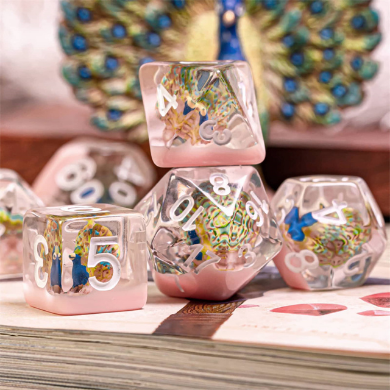 Peacock Dice Set - Resin Inclusion