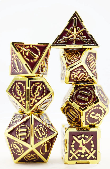 Crossed Swords Dice Set - Royal Amethyst Sword - Metal RPG Dice Set