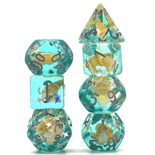 Green Conch Dice Set - Resin Inclusion