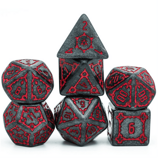 25mm Huge Castle RPG Dice Set - Black w/ Blood Red Resin