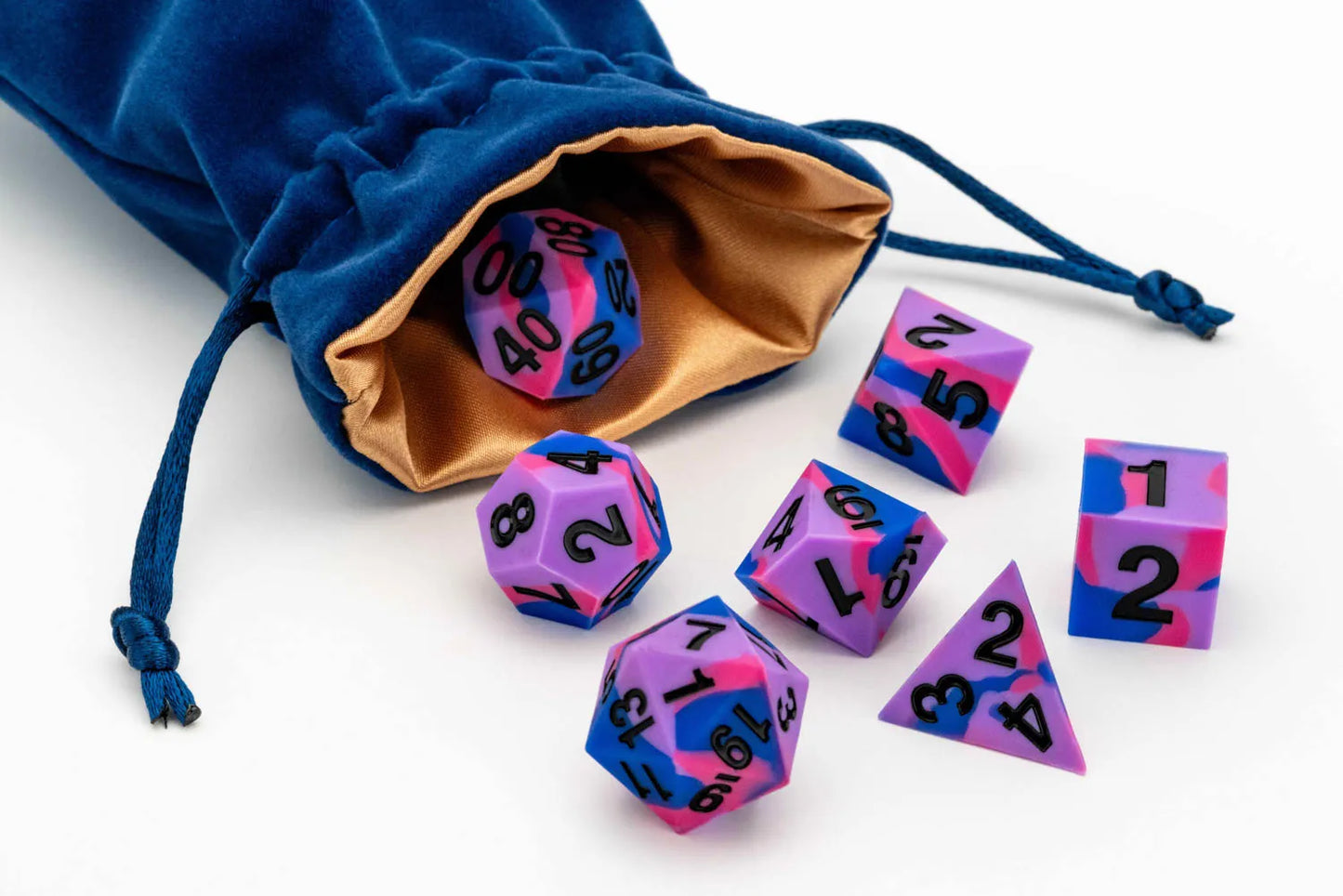Bisexual Pride Dice Set - Sharp Edge Silicone Rubber
