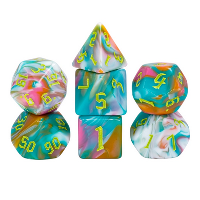 Teal Sunrise Dice Set - Resin