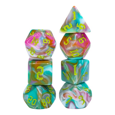 Teal Sunrise Dice Set - Resin