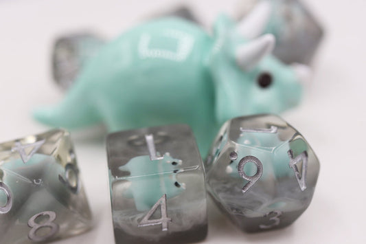 Baby Triceratops Dice Set - Resin Inclusion