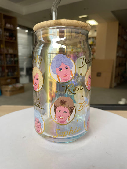 Golden Girls Iridescent & Foil 16oz Glass Tumbler