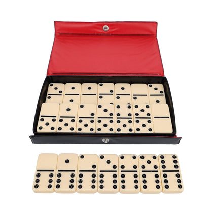 WE Games Double 6 Dominoes - Ivory with Black Vinyl Case