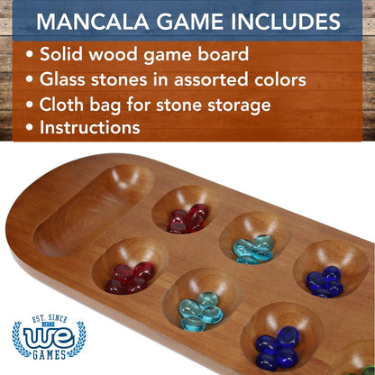 Mancala Board Game with Walnut Stain - 22 in.