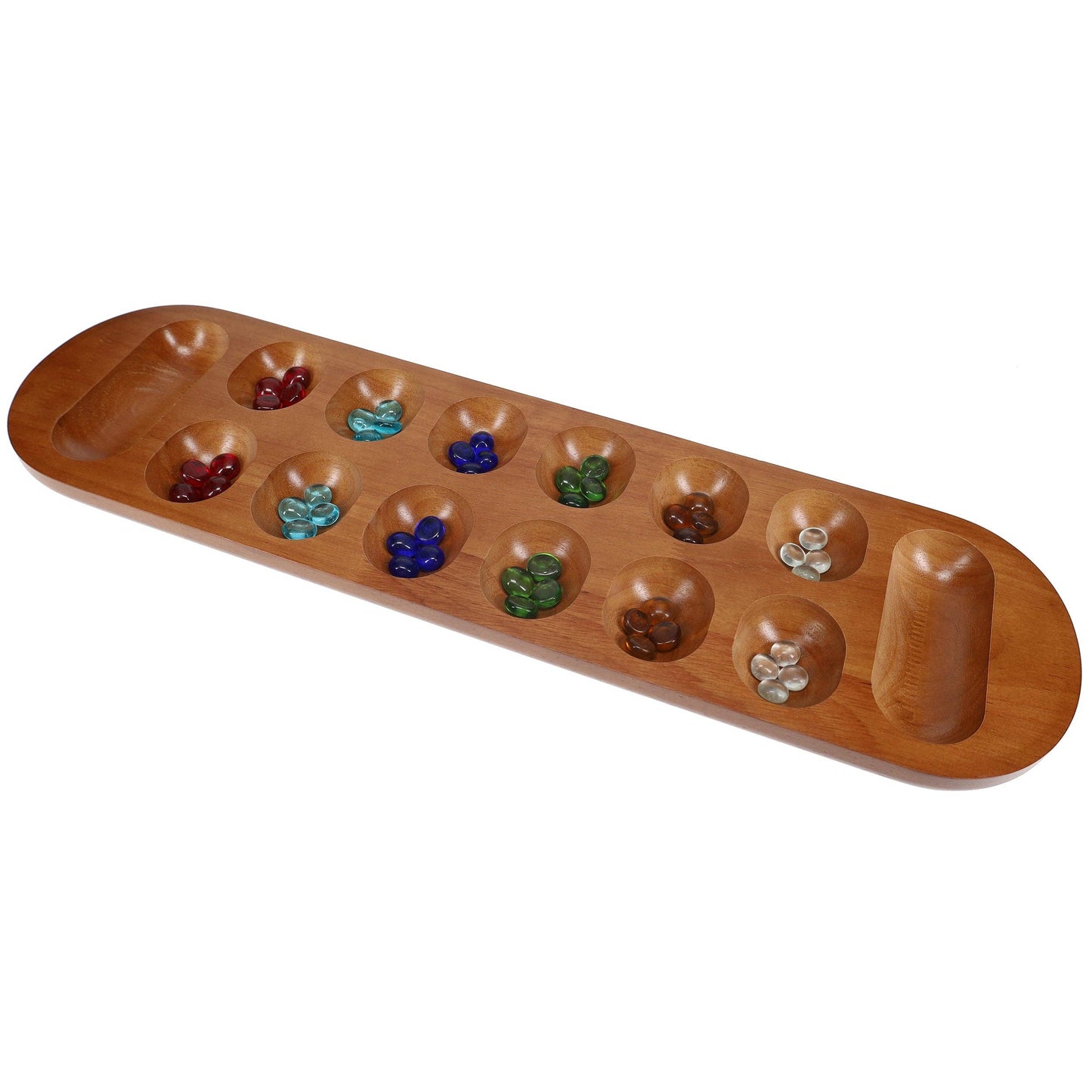 Mancala Board Game with Walnut Stain - 22 in.