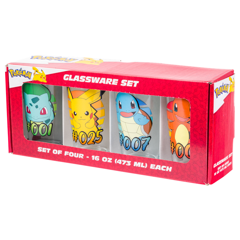 Pokémon Starter Gradients  4pc. 16oz. Pint Glass Set