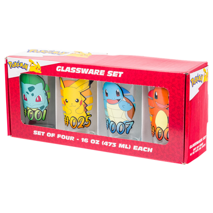 Pokémon Starter Gradients  4pc. 16oz. Pint Glass Set