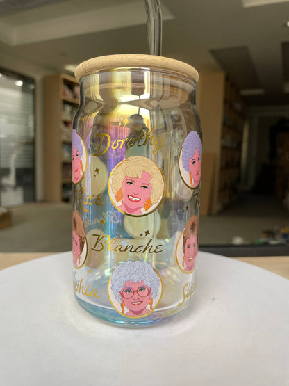 Golden Girls Iridescent & Foil 16oz Glass Tumbler