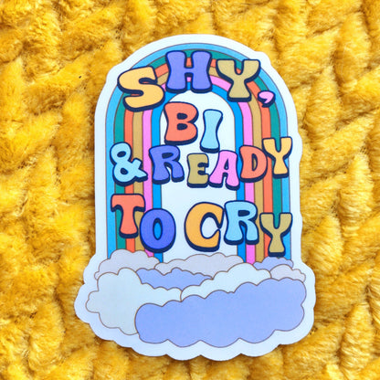 Shy bi and ready to cry sticker: Holo
