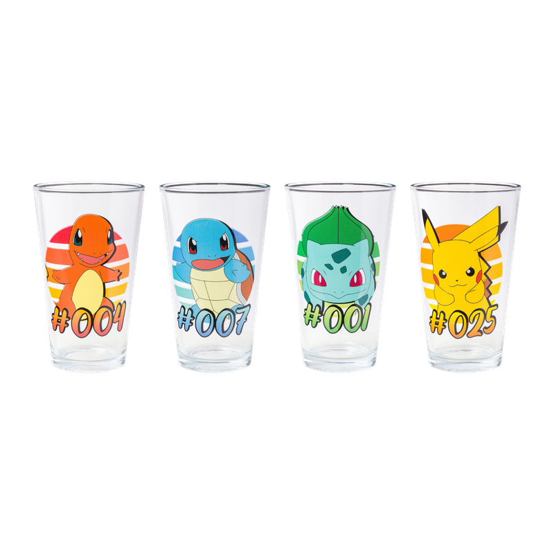 Pokémon Starter Gradients  4pc. 16oz. Pint Glass Set