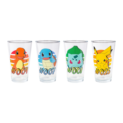Pokémon Starter Gradients  4pc. 16oz. Pint Glass Set