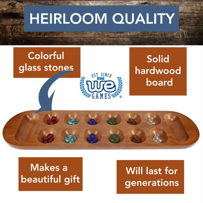 Mancala Board Game with Walnut Stain - 22 in.