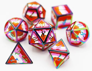 Lesbian Pride Flag metal PRG Dice Set