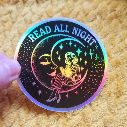 Read all night holographic sticker hydroflask planner