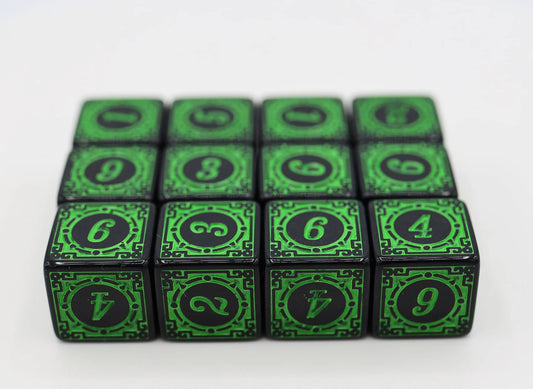 12 Piece D6s - Magic Burst Green
