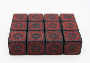 12 Piece D6s - Magic Burst Red