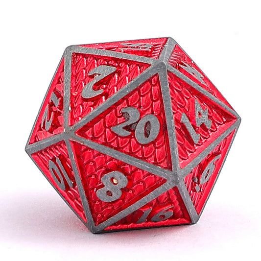 Small Behemoth Dice Set - Brushed Ruby, Solid Metal