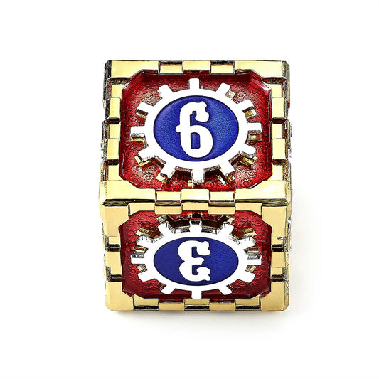 Hymgho Mythic Size Cogcraft Fidget D6 - Casino - Red/Blue/Silver/Gold